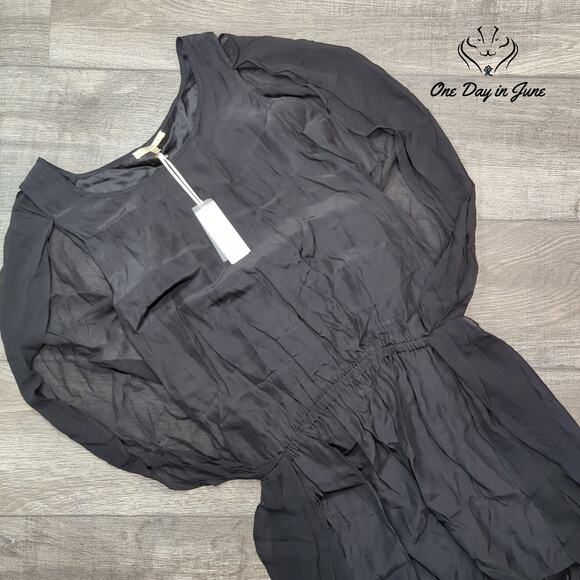 Gold Hawk Silk Black Caplet Dress Size S - Picture 4 of 6